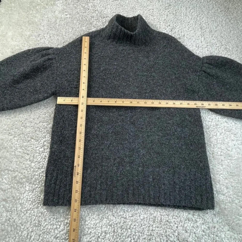 Express Dropped Puff Sleeve Mock Neck Sweater Charcoal Gray